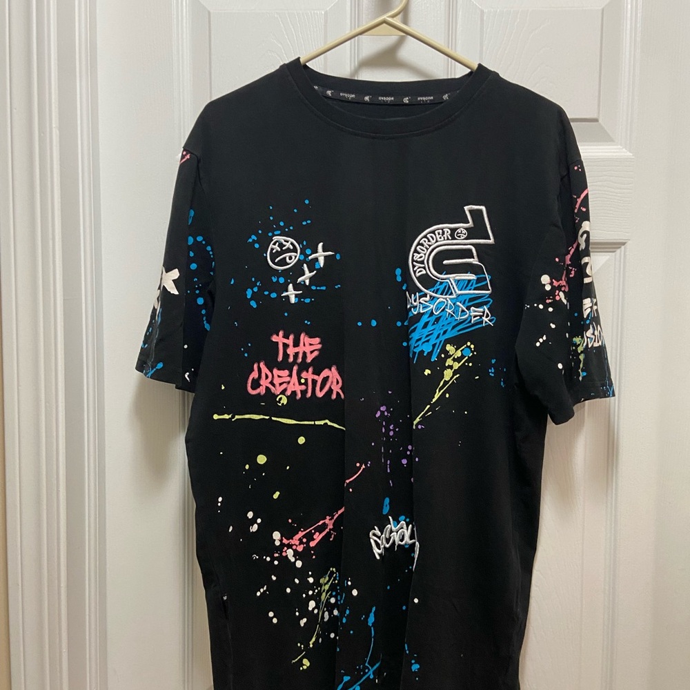 Dysorder " TEE SHIRT STITCHED Balck Size XL Multicolor Graphics- AMAZING!